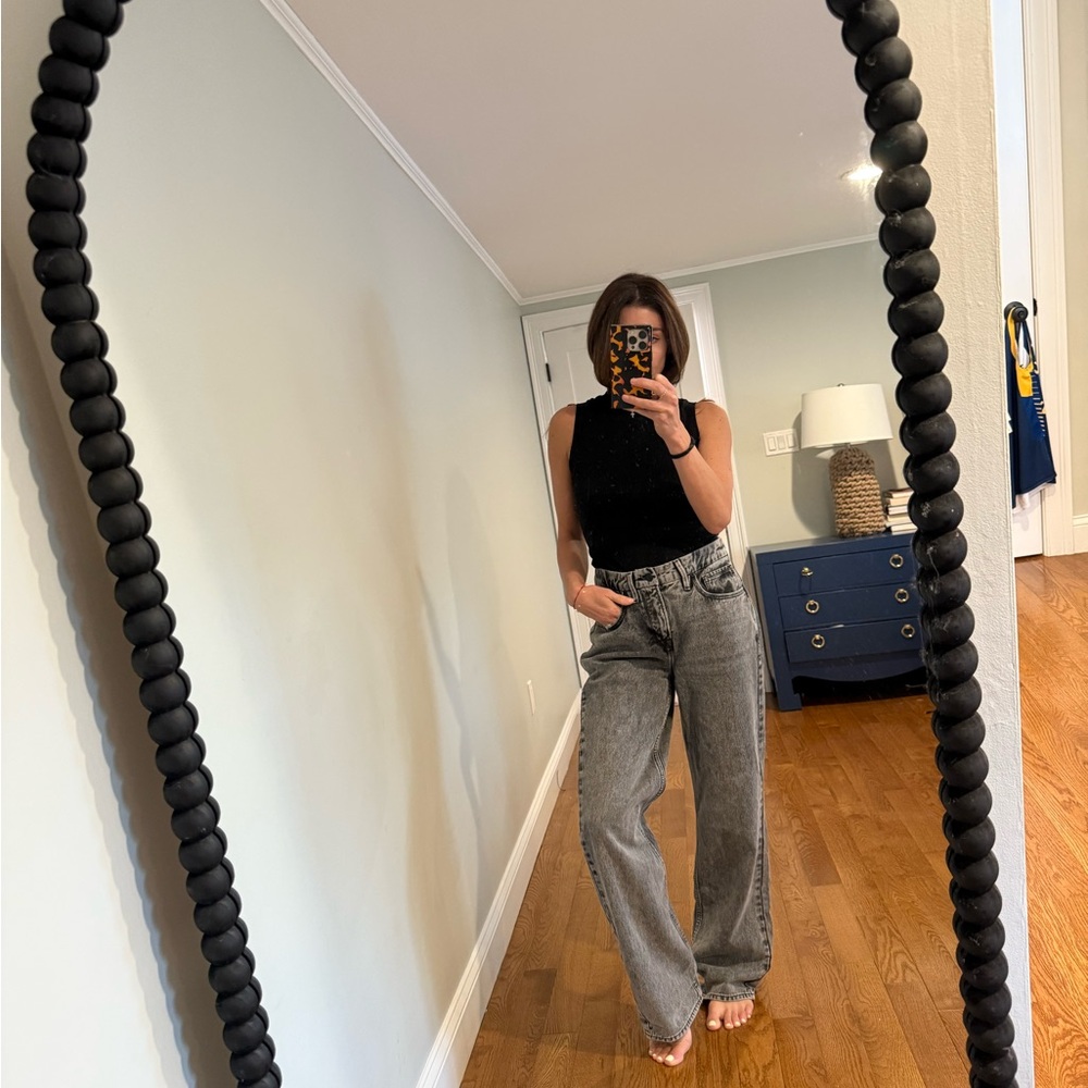 Good American Gray/faded black Flare Wide Leg Jeans